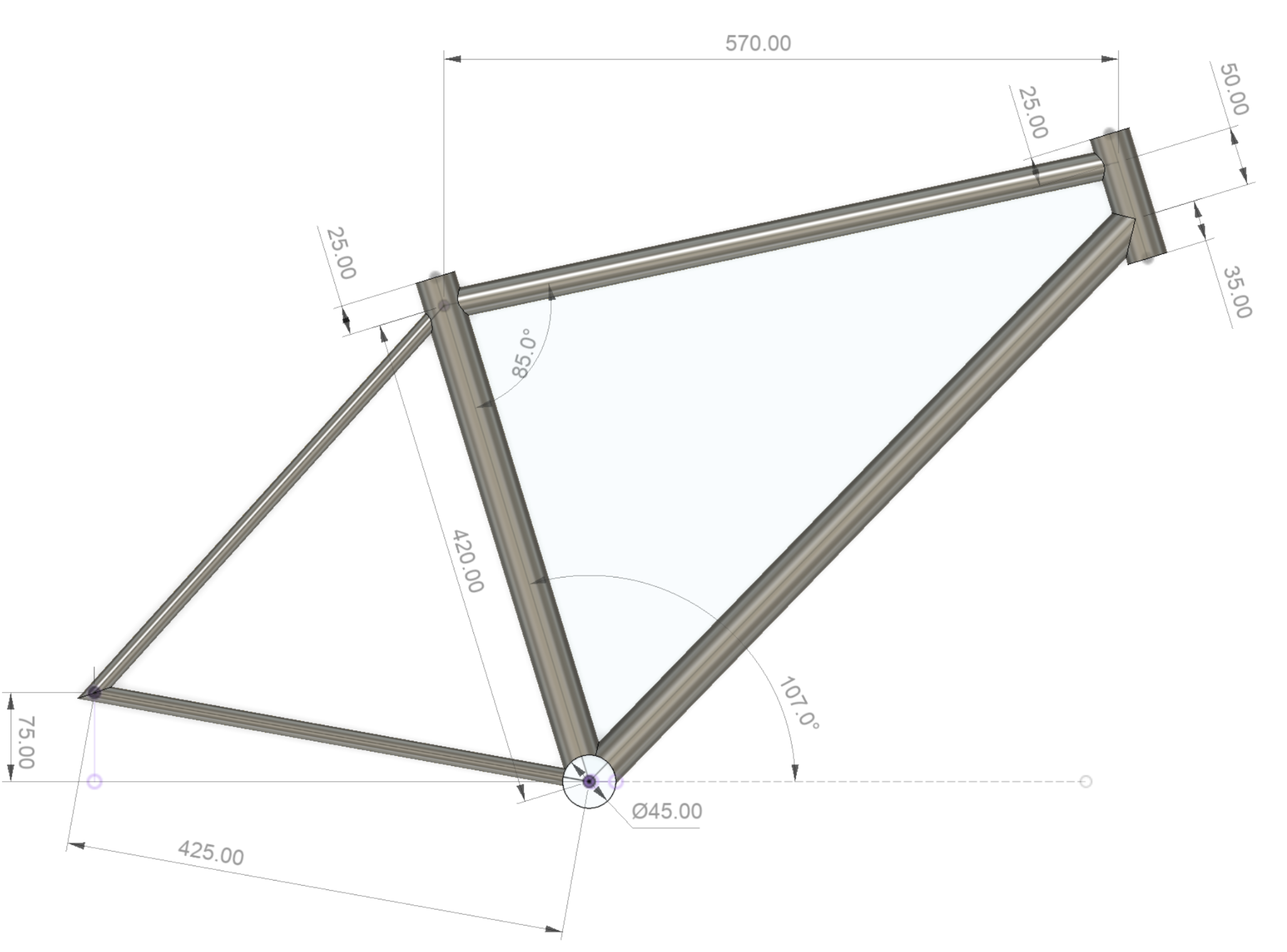 Initial bike frame geometry