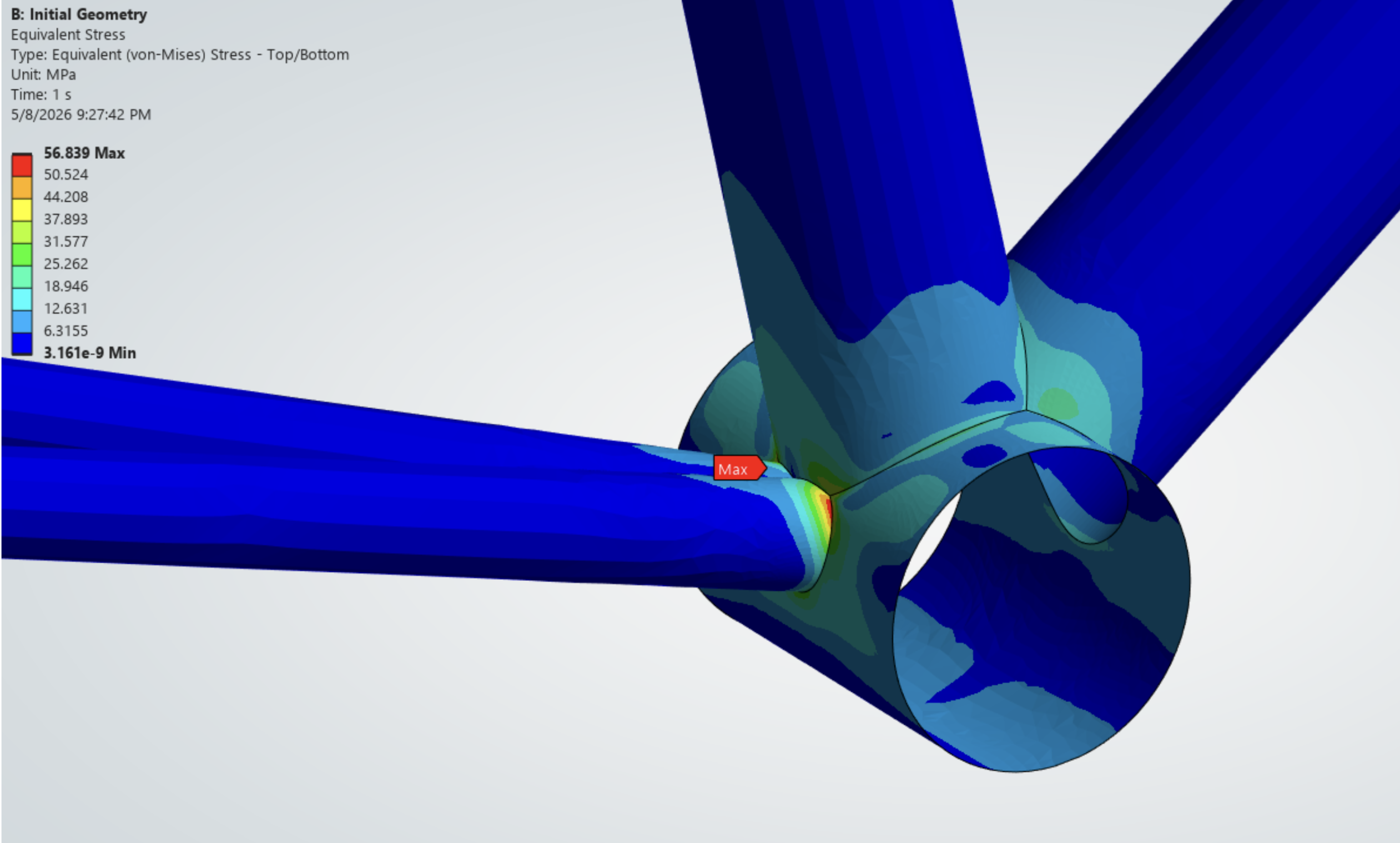 Initial bike frame stress close-up