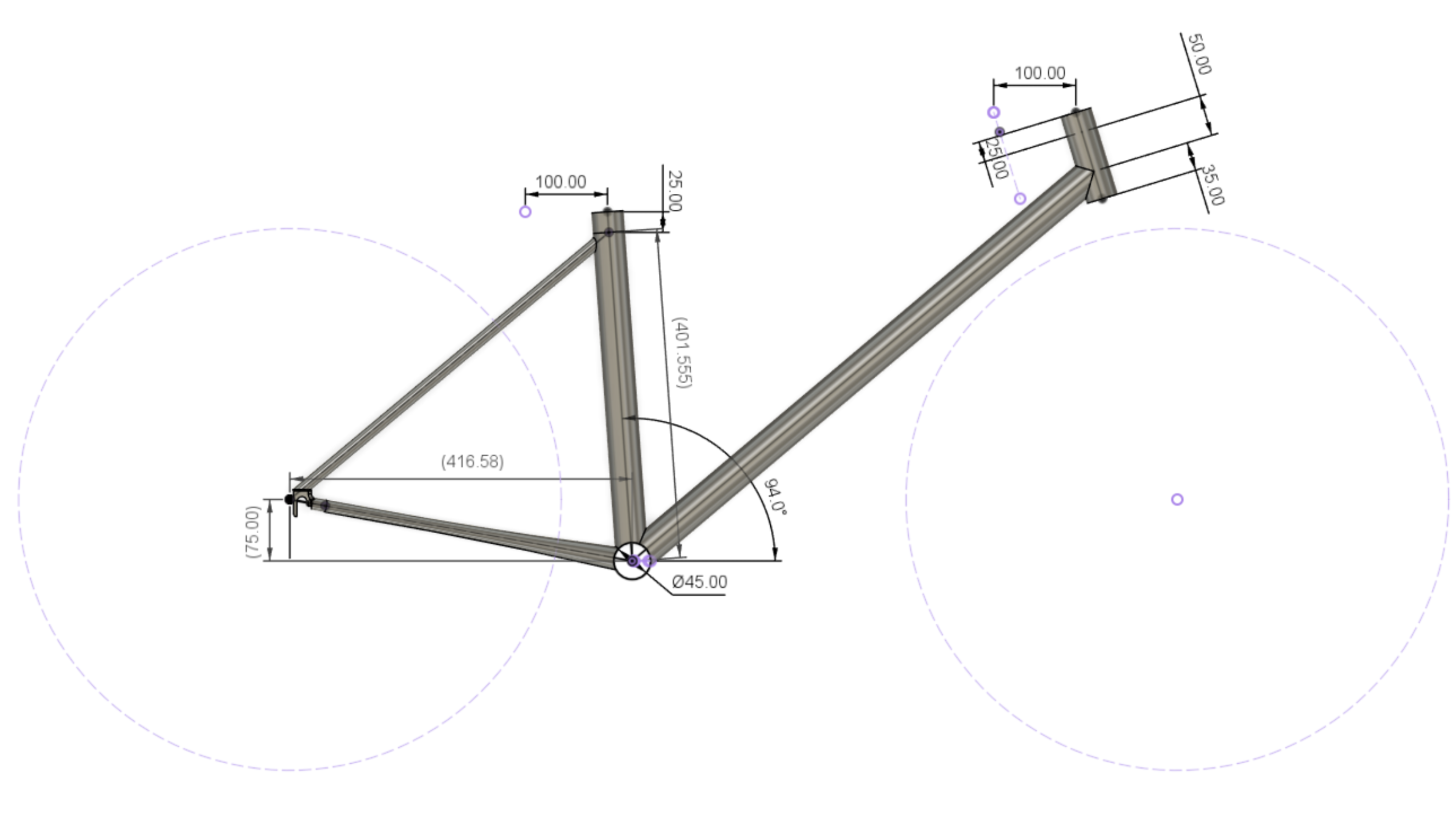 Refined bike frame geometry