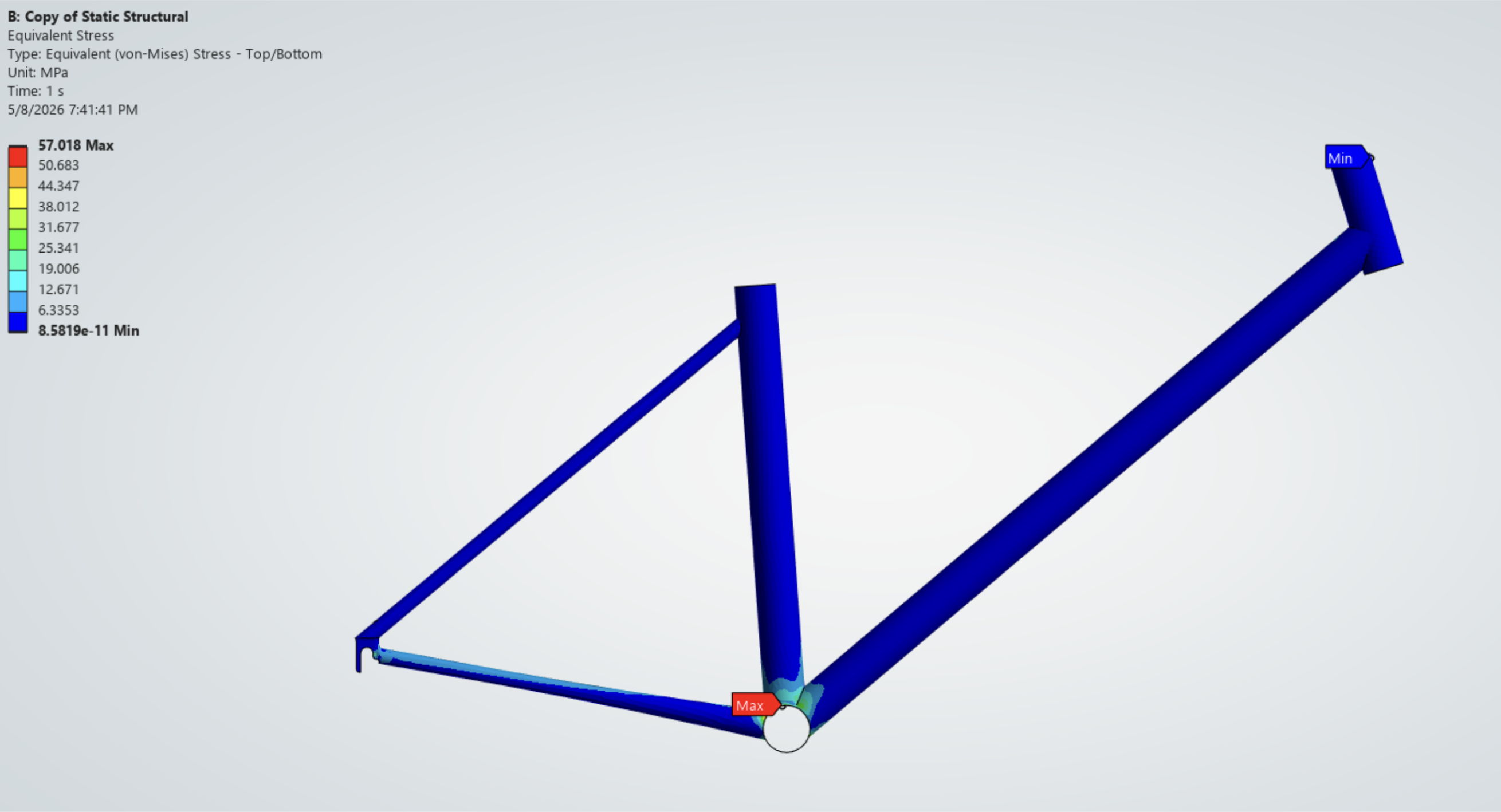 Refined bike frame stress contours